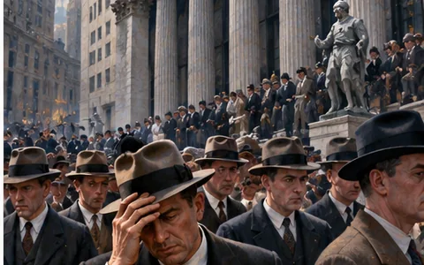 Illustration d’investisseurs devant la Bourse de New York en 1929