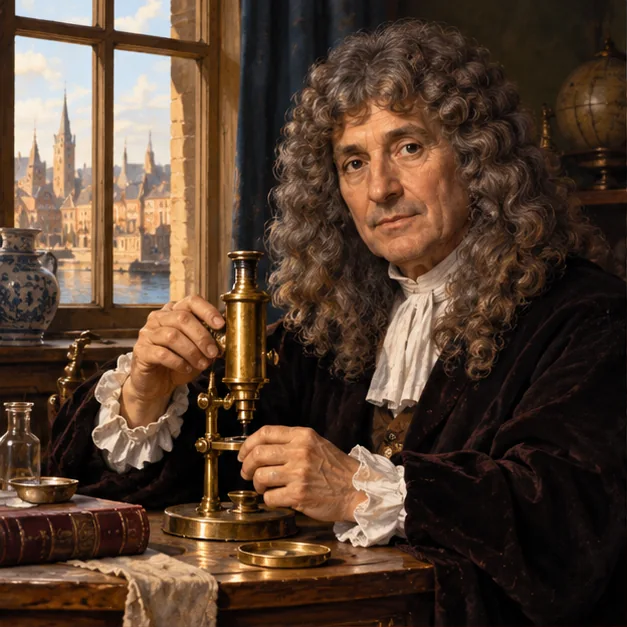 KI-generierte Porträtillustration von Antoni van Leeuwenhoek