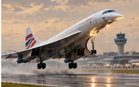 Illustration d’un Concorde supersonique près d’une piste